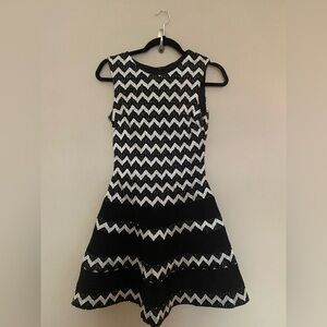 Adam Black and White Zigzag Dress